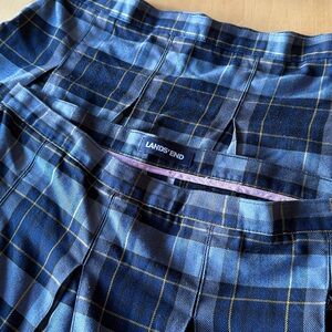 Two women’s Lands' End classic navy plaid box pleat skirts size 8